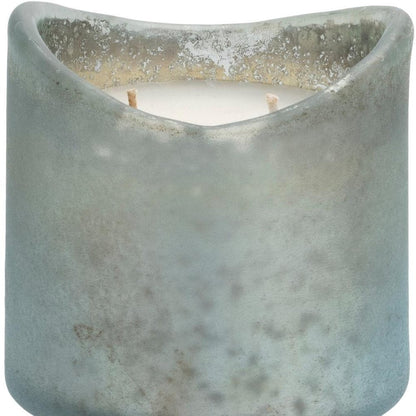 Set of Two White Currant Scented Two Wick Candles In Frosted Glass Holders HomeRoots