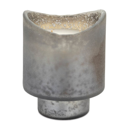 Set of Two White Currant Scented Two Wick Candles In Frosted Glass Holders HomeRoots
