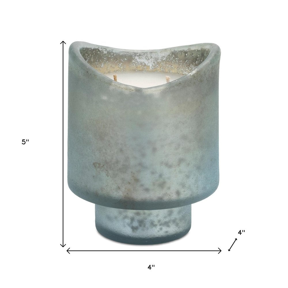 Set of Two White Currant Scented Two Wick Candles In Frosted Glass Holders HomeRoots