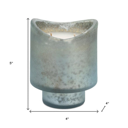 Set of Two White Currant Scented Two Wick Candles In Frosted Glass Holders HomeRoots