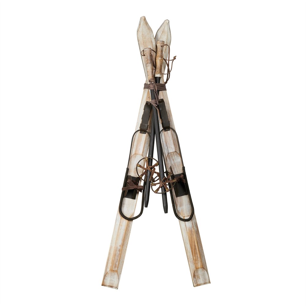 36" Beige And Brown Skiing Tabletop Sculpture HomeRoots