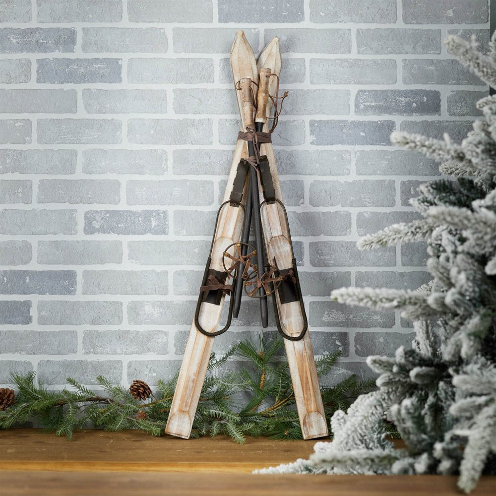 36" Beige And Brown Skiing Tabletop Sculpture HomeRoots