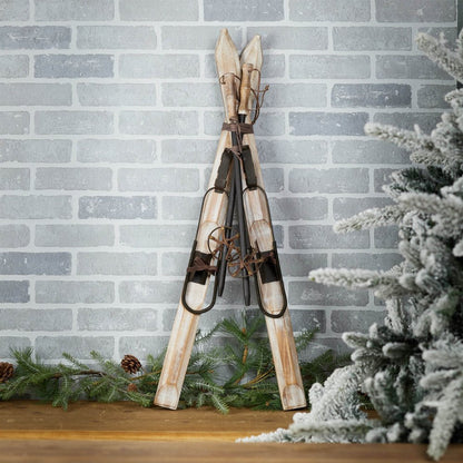 36" Beige And Brown Skiing Tabletop Sculpture HomeRoots