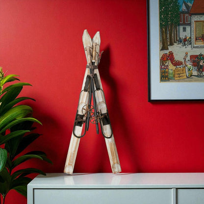 36" Beige And Brown Skiing Tabletop Sculpture HomeRoots
