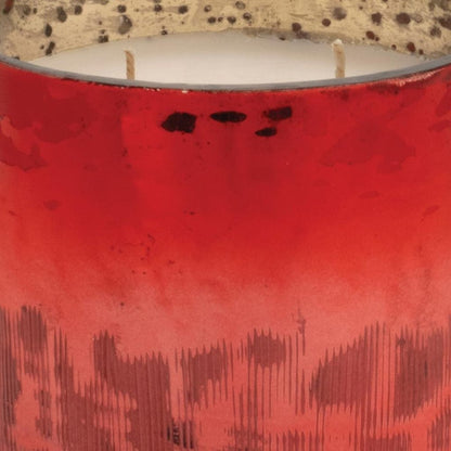 4" White Cranberry Scented Two Wick Candle In Red Distressed Frosted Glass Holder HomeRoots
