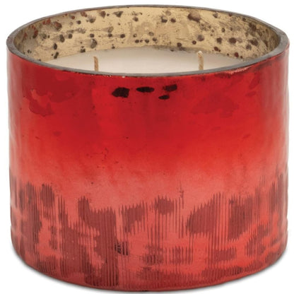 4" White Cranberry Scented Two Wick Candle In Red Distressed Frosted Glass Holder HomeRoots