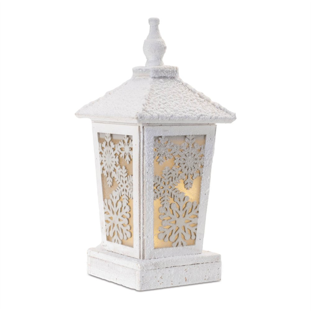 17" White Wood Tabletop Sculpture with LED HomeRoots
