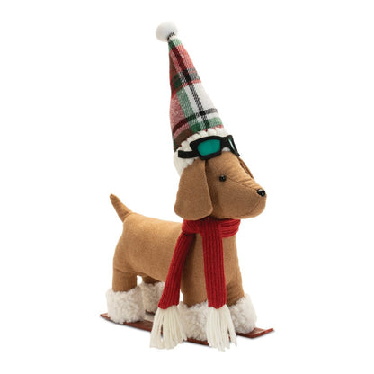 Set of Two Red White And Green Fabric Dog Figurine HomeRoots