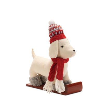 Set of Two Red White And Green Fabric Dog Figurine HomeRoots