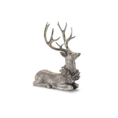 Set of Two Silver And Black Polyresin Deer Christmas Figurine HomeRoots