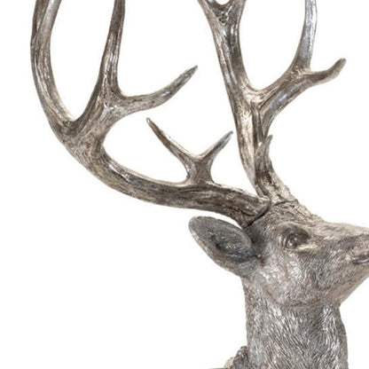 Set of Two Silver And Black Polyresin Deer Christmas Figurine HomeRoots