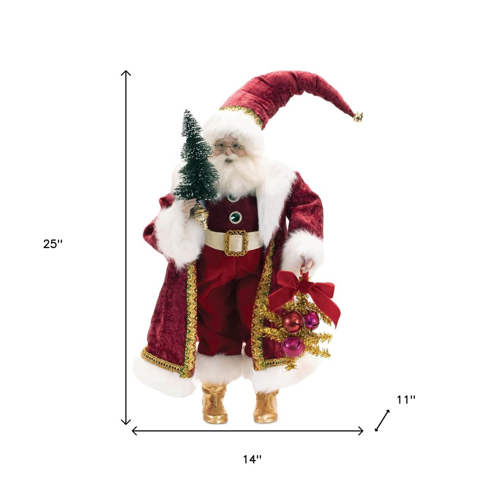 25" Red And White Resin Christmas Santa Figurine HomeRoots