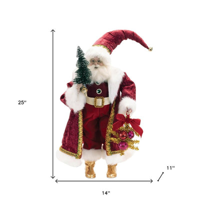 25" Red And White Resin Christmas Santa Figurine HomeRoots
