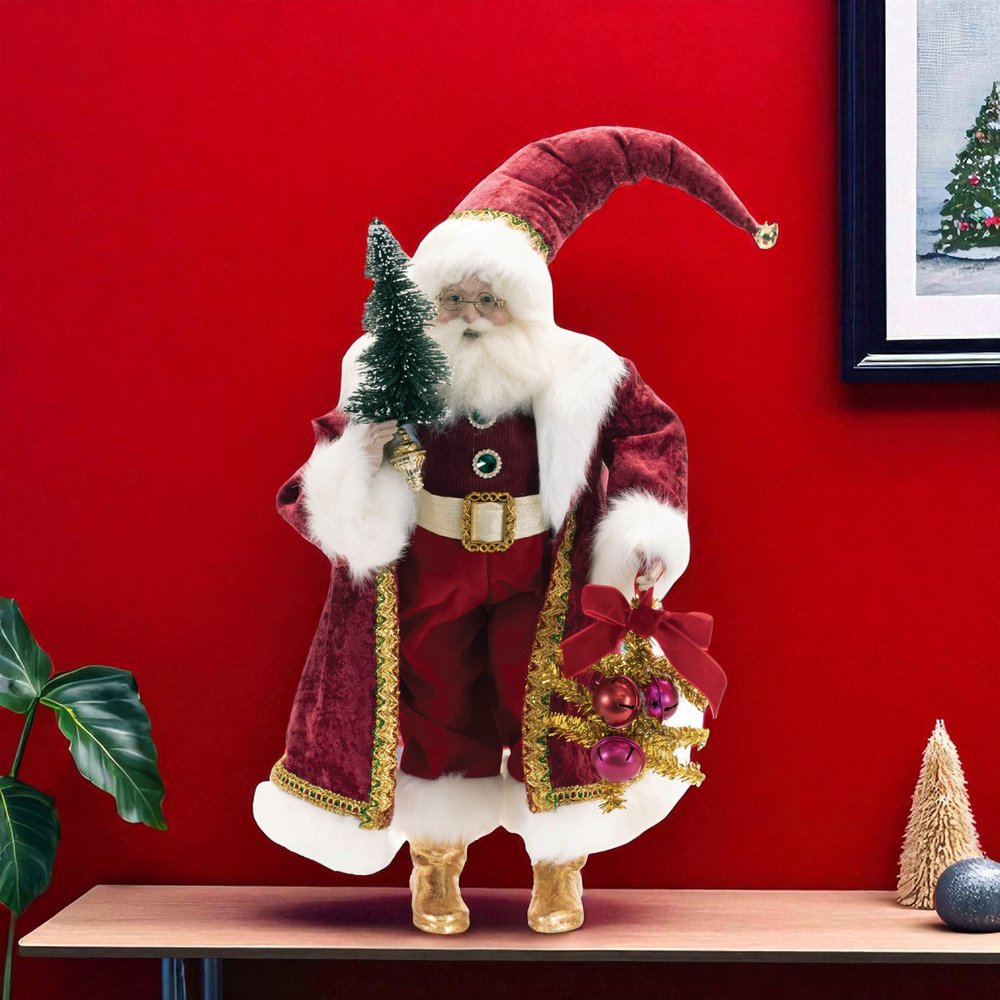 25" Red And White Resin Christmas Santa Figurine HomeRoots