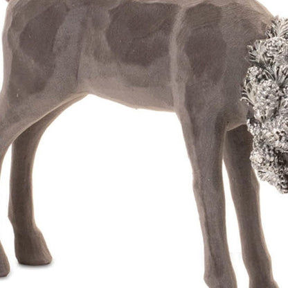 Set of Two Gray Resin Deer Christmas Figurine HomeRoots