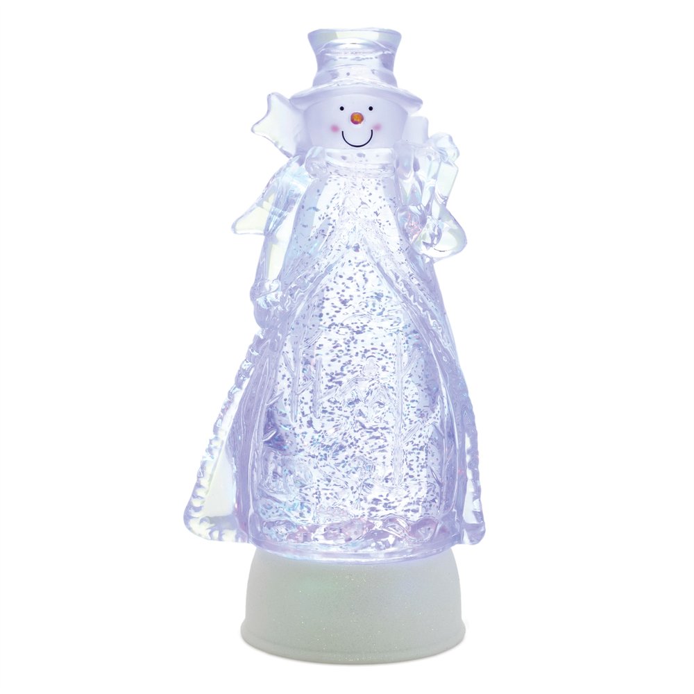 10" Clear Plastic Christmas Snowman Tabletop Sculpture with LED HomeRoots