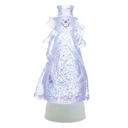 10" Clear Plastic Christmas Snowman Tabletop Sculpture with LED HomeRoots