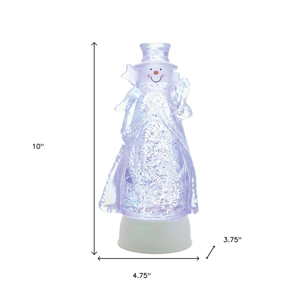 10" Clear Plastic Christmas Snowman Tabletop Sculpture with LED HomeRoots