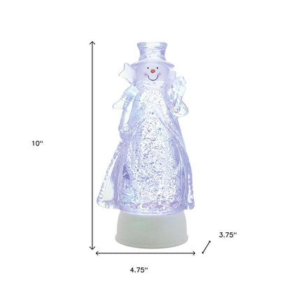 10" Clear Plastic Christmas Snowman Tabletop Sculpture with LED HomeRoots