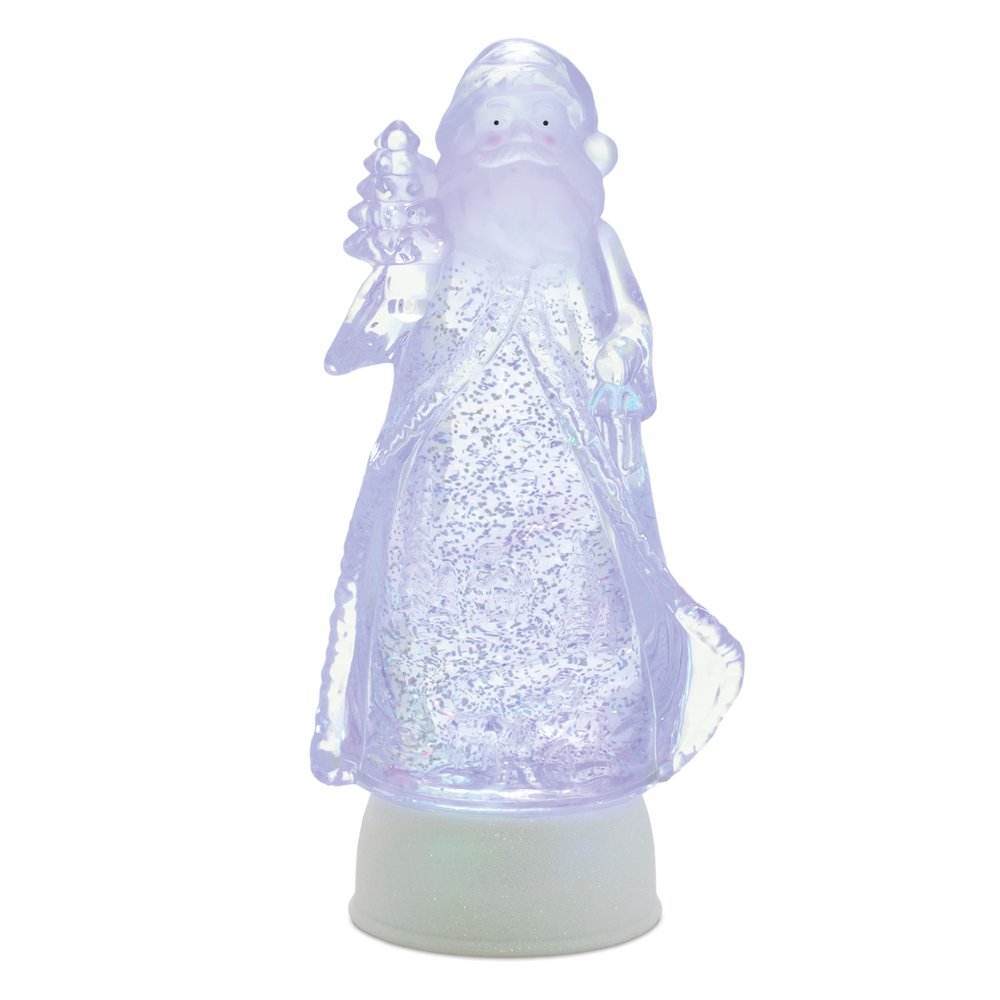 10" Clear Plastic Christmas Santa Tabletop Sculpture with LED HomeRoots