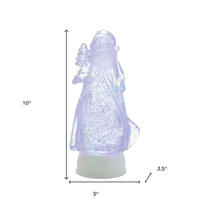 10" Clear Plastic Christmas Santa Tabletop Sculpture with LED HomeRoots