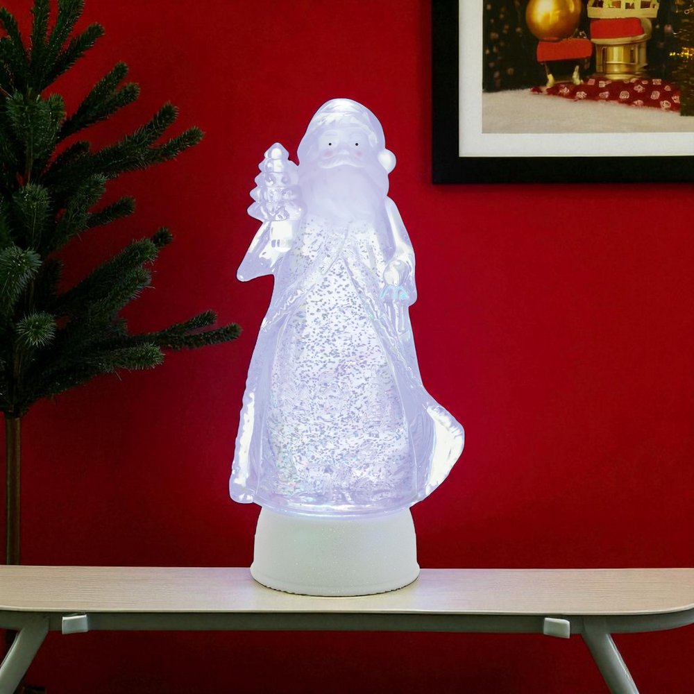 10" Clear Plastic Christmas Santa Tabletop Sculpture with LED HomeRoots