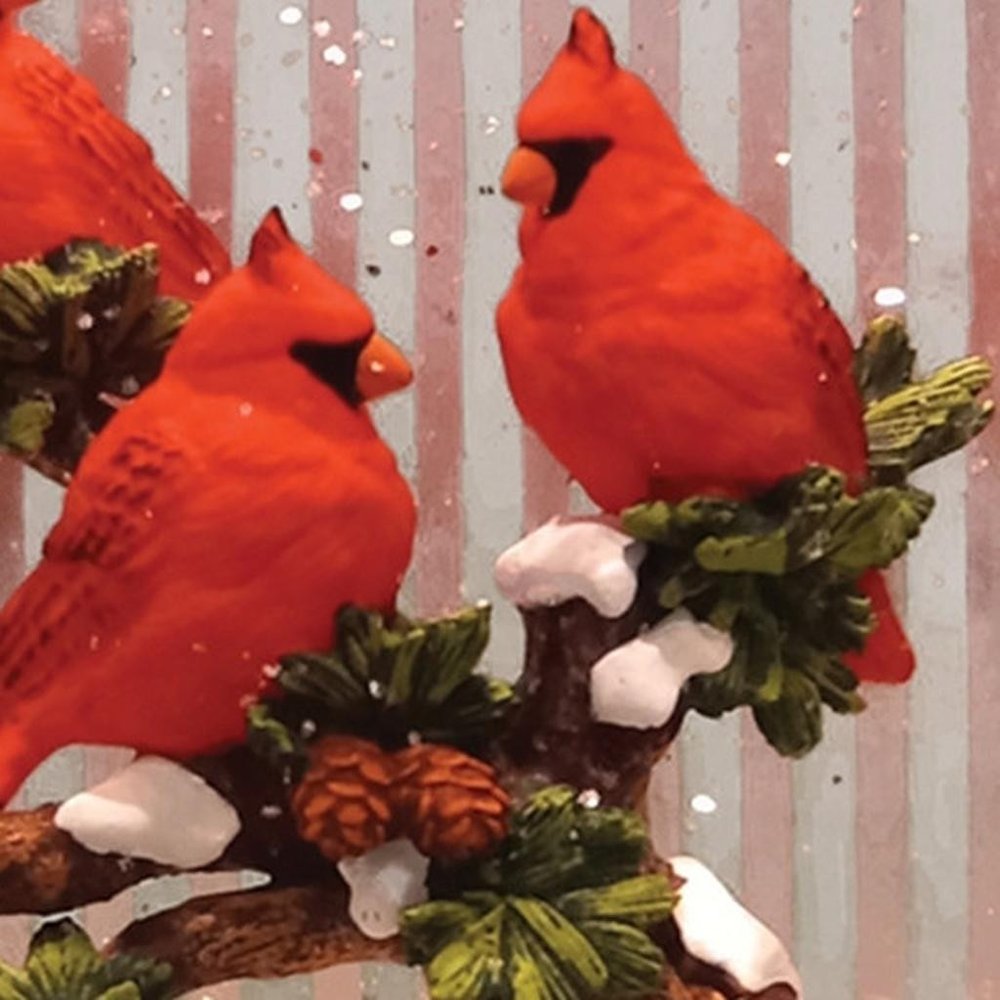 11" White And Red Plastic Bird Tabletop Sculpture with LED HomeRoots