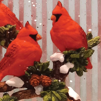 11" White And Red Plastic Bird Tabletop Sculpture with LED HomeRoots