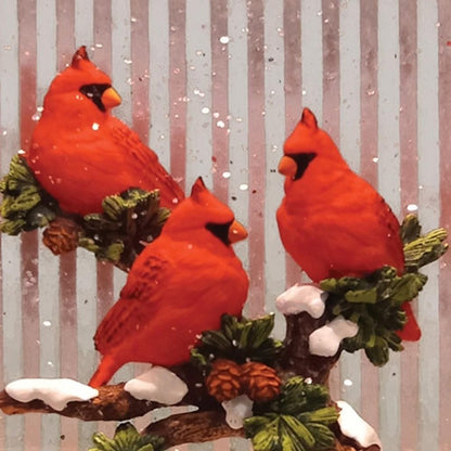 11" White And Red Plastic Bird Tabletop Sculpture with LED HomeRoots