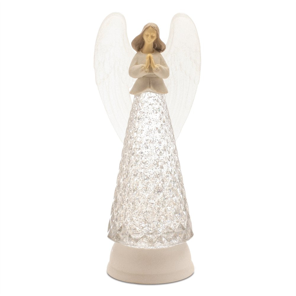 13" White Plastic Angel Tabletop Sculpture with LED HomeRoots