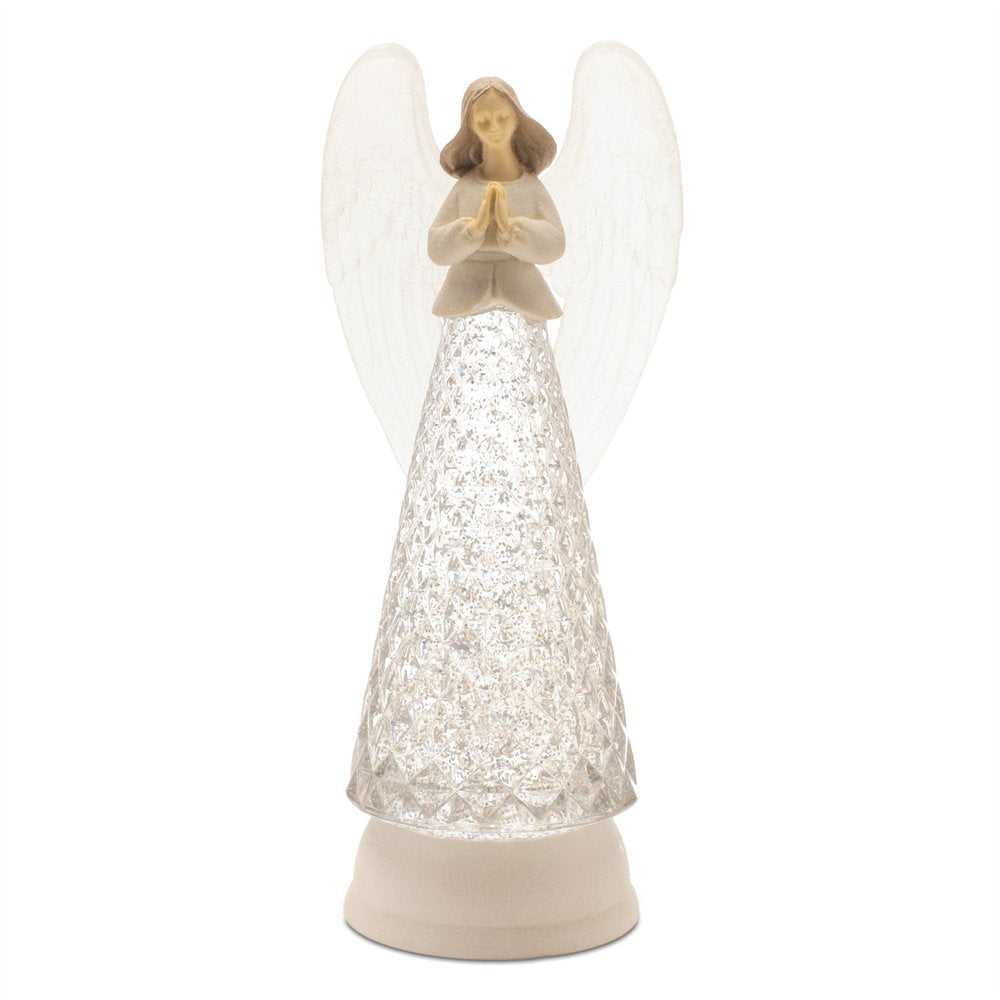 13" White Plastic Angel Tabletop Sculpture with LED HomeRoots
