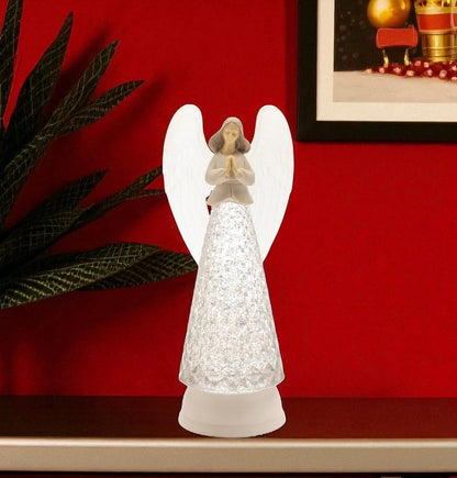 13" White Plastic Angel Tabletop Sculpture with LED HomeRoots
