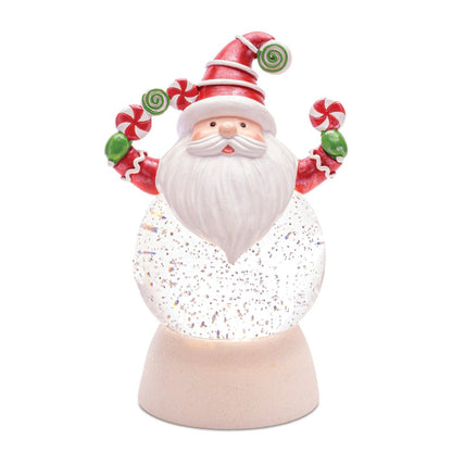 Set of Two White Green And Red Plastic Christmas Santa Tabletop Sculpture with LED HomeRoots