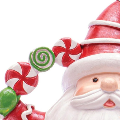 Set of Two White Green And Red Plastic Christmas Santa Tabletop Sculpture with LED HomeRoots