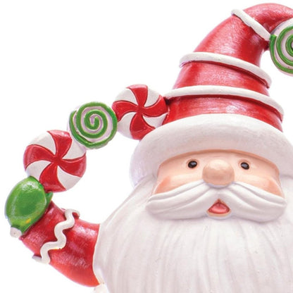 Set of Two White Green And Red Plastic Christmas Santa Tabletop Sculpture with LED HomeRoots
