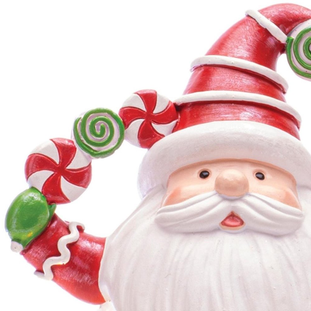 Set of Two White Green And Red Plastic Christmas Santa Tabletop Sculpture with LED HomeRoots