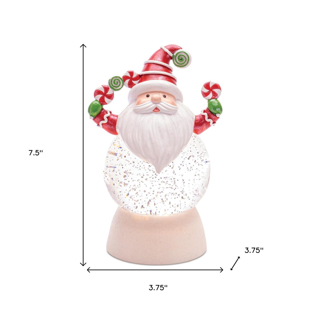 Set of Two White Green And Red Plastic Christmas Santa Tabletop Sculpture with LED HomeRoots