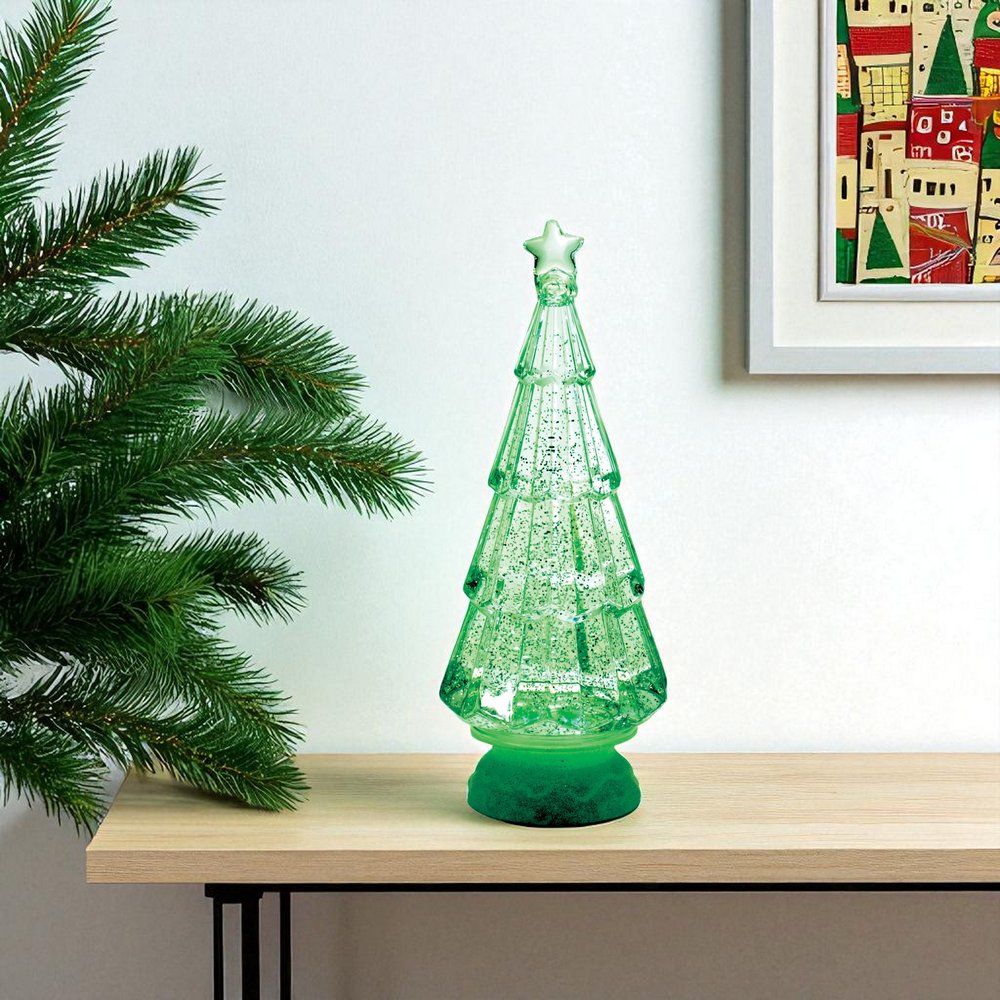 12" Green Plastic Trees Christmas Christmas Tree Tabletop Sculpture with LED HomeRoots