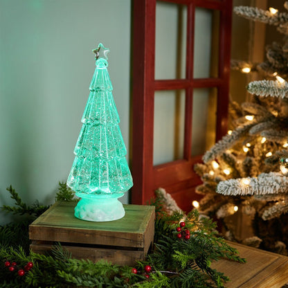12" Green Plastic Trees Christmas Christmas Tree Tabletop Sculpture with LED HomeRoots