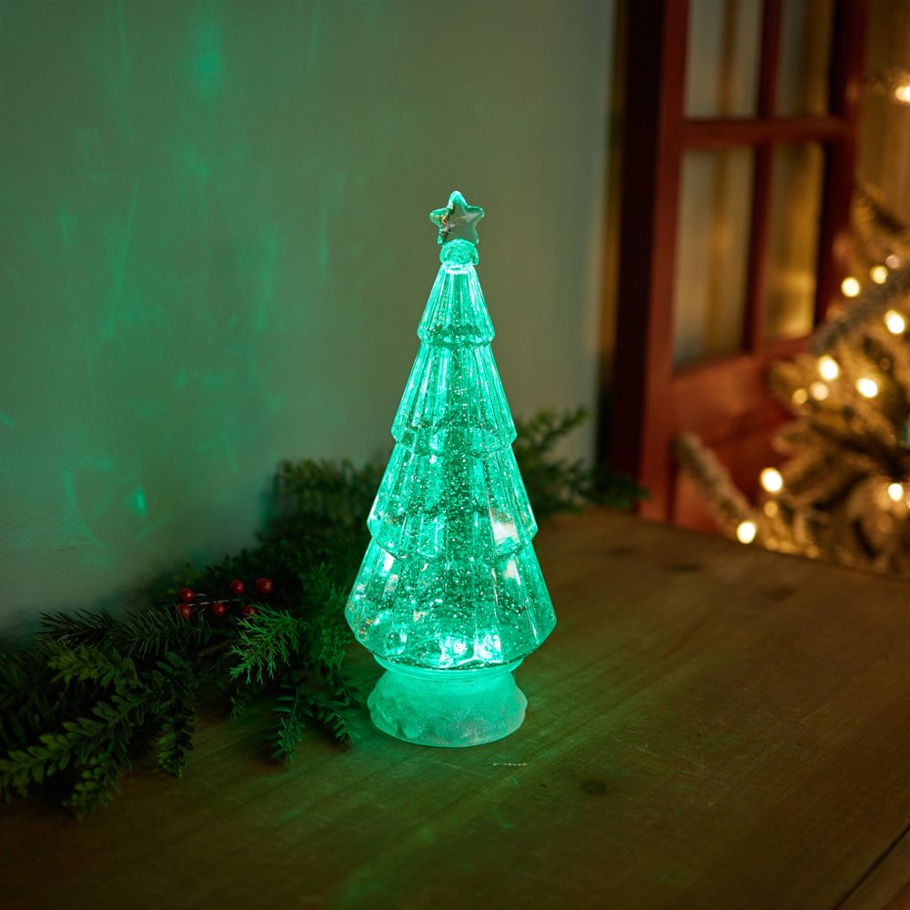 12" Green Plastic Trees Christmas Christmas Tree Tabletop Sculpture with LED HomeRoots