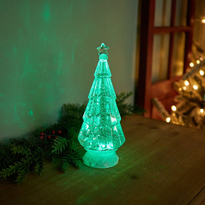12" Green Plastic Trees Christmas Christmas Tree Tabletop Sculpture with LED HomeRoots
