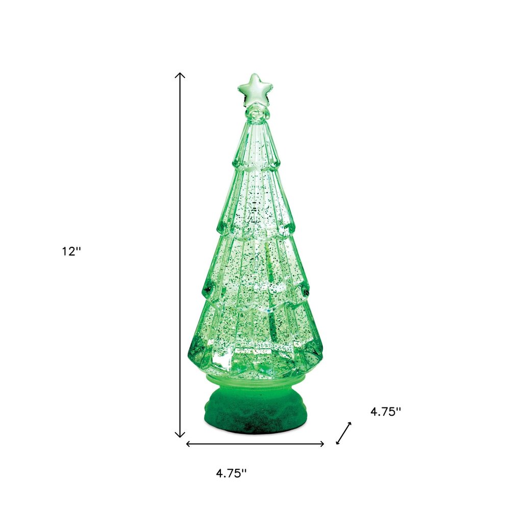 12" Green Plastic Trees Christmas Christmas Tree Tabletop Sculpture with LED HomeRoots