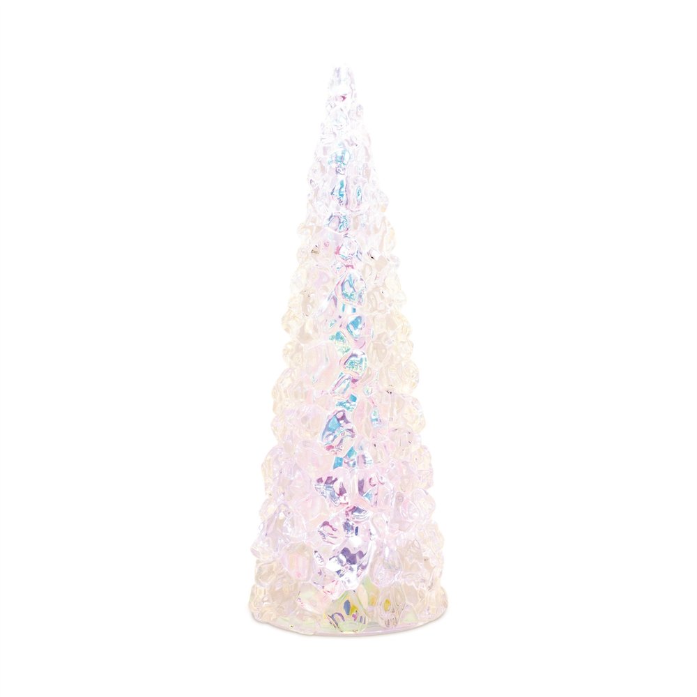 14" White Blue And Pink Plastic Trees Tabletop Sculpture with LED HomeRoots