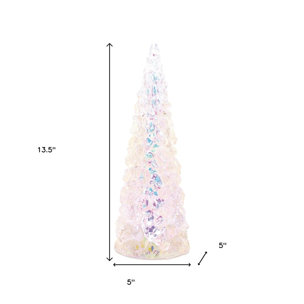 14" White Blue And Pink Plastic Trees Tabletop Sculpture with LED HomeRoots