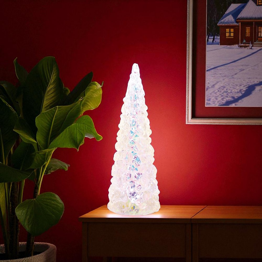 14" White Blue And Pink Plastic Trees Tabletop Sculpture with LED HomeRoots