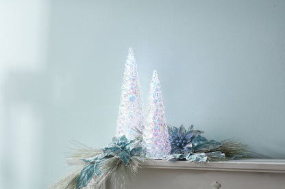 18" White Blue And Pink Plastic Trees Tabletop Sculpture with LED HomeRoots