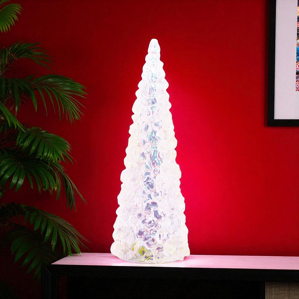 18" White Blue And Pink Plastic Trees Tabletop Sculpture with LED HomeRoots