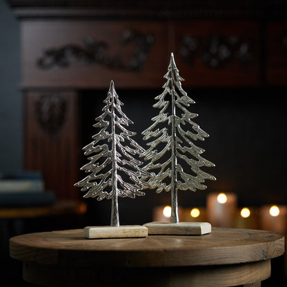 Set of Two Gray And Beige Aluminum Tabletop Sculpture HomeRoots
