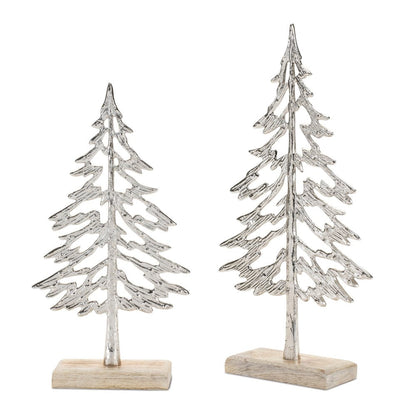 Set of Two Gray And Beige Aluminum Tabletop Sculpture HomeRoots
