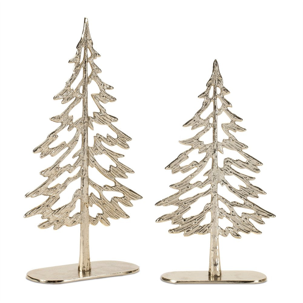 Set of Two Gold Aluminum Tabletop Sculpture HomeRoots